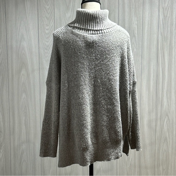 Faded Glory Gray Turtleneck Sweater Asymmetrical Size Large - Picture 5 of 11